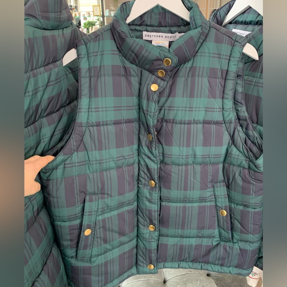Gretchen Scott Designs Green and Blue Plaid Vest